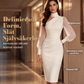 Bästsäljare🔥 👗 Elegant midi-klänning med hög hals – figursydd silhuett för speciella tillfällen