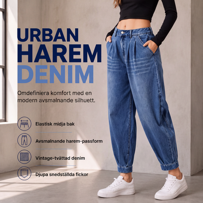 Damjeans med hög midja och haremmodell