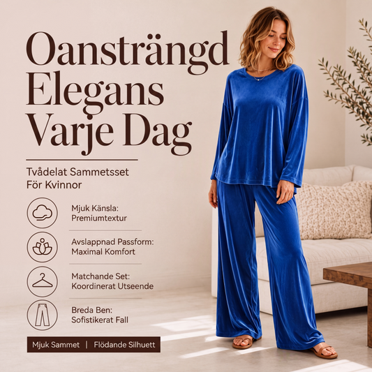 🚚 Fri frakt på just den här produkten!  Set med sammetslangärmad topp och vida byxor för kvinnor