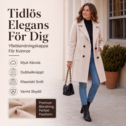 Bästsäljare🔥 🧥 Dubbelknäppt ullkappa med klassisk krage – lyxig värme för svala dagar