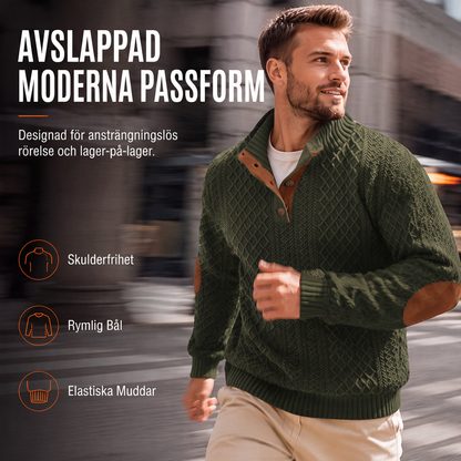 Bästsäljare🔥 🧥 Retro jacquardtröja med förstärkta armbågar