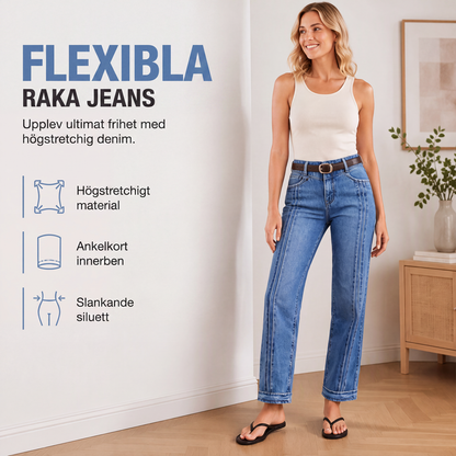 Damjeans med stretch, avslappnad passform och raka ben