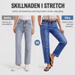 Damjeans med stretch, avslappnad passform och raka ben