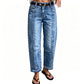 Damjeans med stretch, avslappnad passform och raka ben