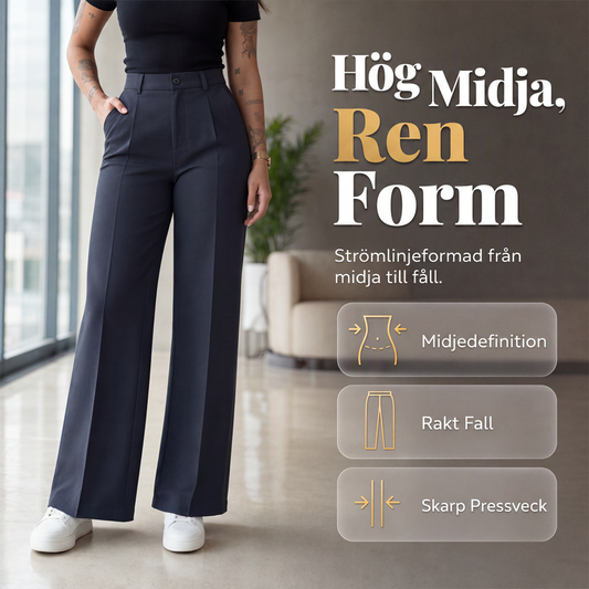 Bästsäljare🔥 👖 Högmidjade raka byxor – smickrande silhuett för vardag och helg