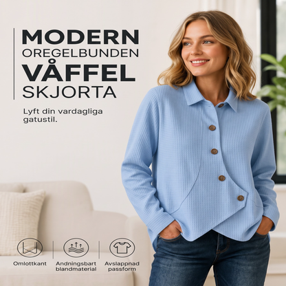 🔥Bästsäljare 👕 Oregelbunden crossover-hem med våffelstickning – modern & ledig för alla tillfällen