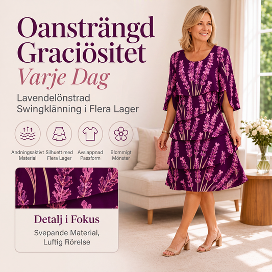 Bästsäljare🏆👗 Klänning med blommönster och volanger – tidlös silhuett och komfort hela dagen för alla tillfällen