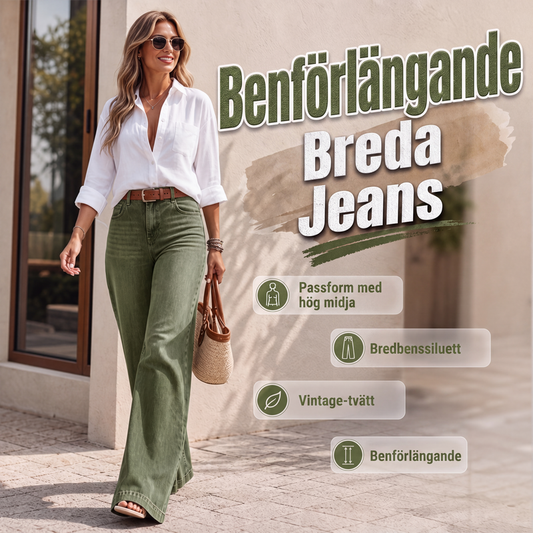 Bästsäljare🔥 👖 Vintage högmidjade jeans med breda ben – smickrande silhuett som förlänger benen