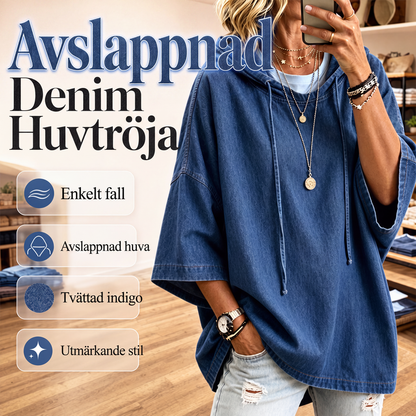 Nya ankomster📦Damavslappnad luvtröja i denim med lös passform