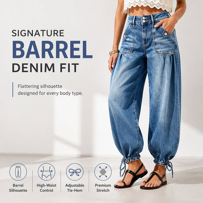 👖✨ Bästsäljare –  High-Waist-Barrel-jeans med stretch för damer