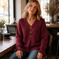 📢🎉50 % rabatt!!!🛍️✨Stickad damtröja med V-ringning