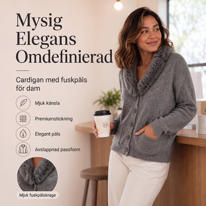 Bästsäljare🔥 👕Stickad kofta för kvinnor med lurvig krage
