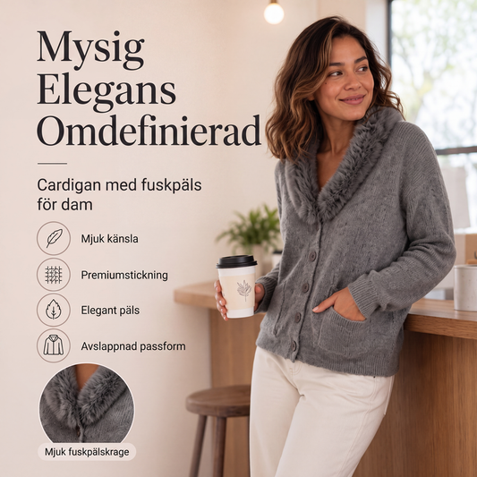 Bästsäljare🔥 👕Stickad kofta för kvinnor med lurvig krage
