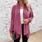 ⏳ Het erbjudande! |Kvinnors ribbstickade cardigan – Mjuk öppen modell med elegant fall