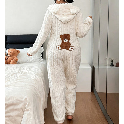 Nyhet✨ 🐻 Huvtröja onepiece med dragkedja – mjuk och varm