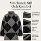 Set med argyle-stickad tröja och kjol för kvinnor