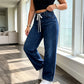 👖 Justerbar midja, smickrande vid benform | Jeans med dragsko för damer