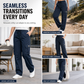 Women's Relaxed Fit Straight Leg Cargo Pants with Elastic Drawstring Waist and Side Utility Pockets