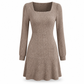 Babydollkjole med firkantet utringning for kvinner med lommer