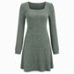 Babydollkjole med firkantet utringning for kvinner med lommer