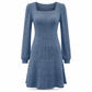 Babydollkjole med firkantet utringning for kvinner med lommer