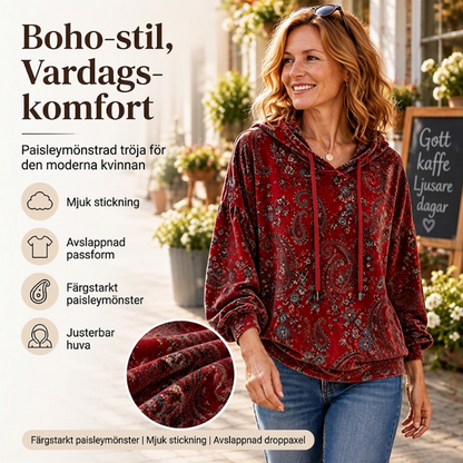 📢🎉50 % rabatt!!!🛍️✨Huvtröja för damer med paisley-mönster och dragsko