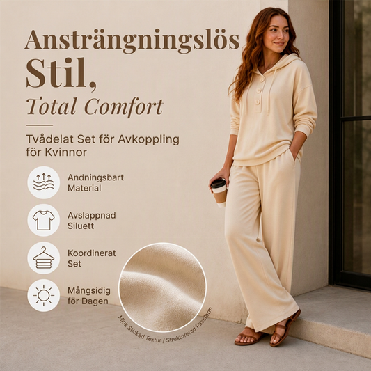 ✈️Fri frakt✨ Ny kollektion 🤍 Set med damhoodie och loungebyxor – bekväm passform, avslappnad stil och perfekt för avslappnade dagar