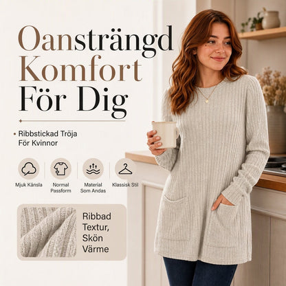 🧶 Kosig Ribbstickad Midi Topp för Dam – Mjuk, Bekväm, Stilren, Vardag & Höst ✨