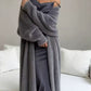 ✨Nyhet! Lång damkofta i fleece med imiterad päls, en fluffig oversized stickad kofta för höst och vinter