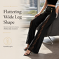 ✨ Elegant kollektion 🤎 Dammbyxor med hög midja, spetsinsatser och guldfärgade knappar – vida ben, lyxig look och bekväm passform