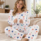 ✨Nyhet! Pyjamas-set för damer med hjärtmönster och långa ärmar