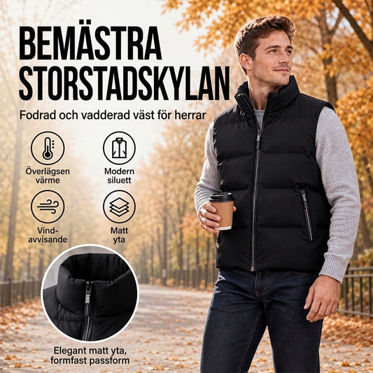 💰 Halva priset! 🧥 Herrklassisk vadderad väst med stående krage – varm, bekväm, mångsidig, perfekt för höst och vinter. ✨