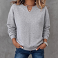 💰 Halva priset! 👚 Casual sweatshirt för kvinnor med delad V-ringning – mjuk, bekväm och mångsidig, perfekt för vardag och höst. ✨
