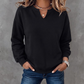 💰 Halva priset! 👚 Casual sweatshirt för kvinnor med delad V-ringning – mjuk, bekväm och mångsidig, perfekt för vardag och höst. ✨