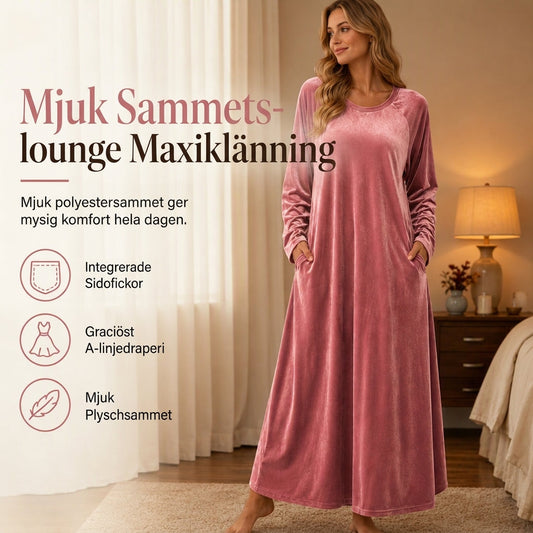 ✨ Avslappnad damklänning i sammet med rund halsringning och fickor: enkel att bära till vardags 👗