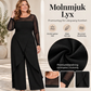 🖤Elegant jumpsuit i mesh med långa ärmar och överlappande detalj för damer